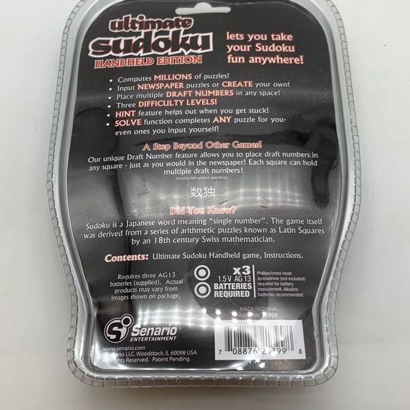 Senario Entertainment Ultimate Electronic Sudoku Game Handheld Edition Sealed - Picture 6 of 10